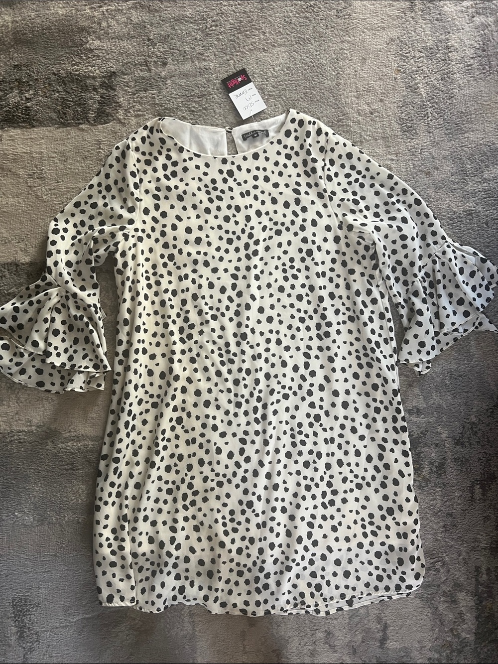 Wishlist Apparel Cream Polka Dot Ruffle-Sleeve Tunic Dress